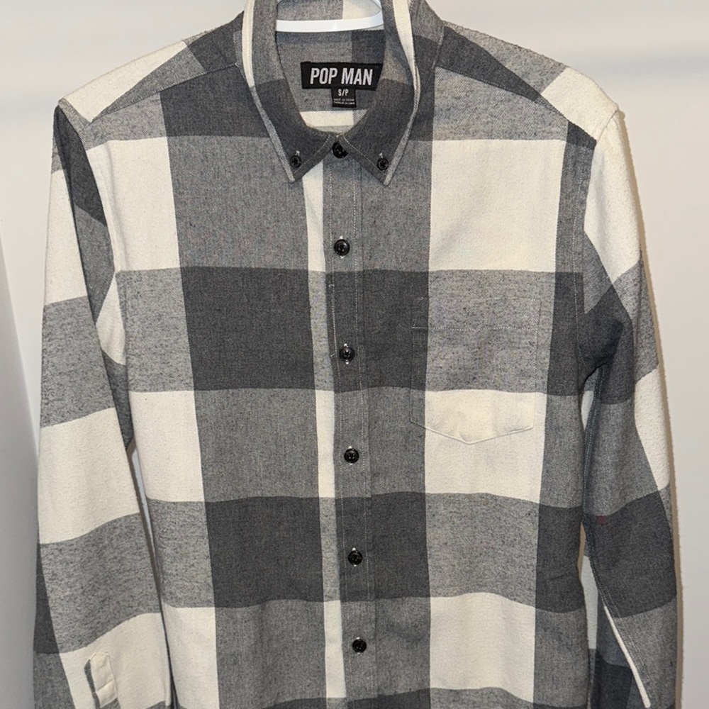 Gray and White Checkered Men's Shirt